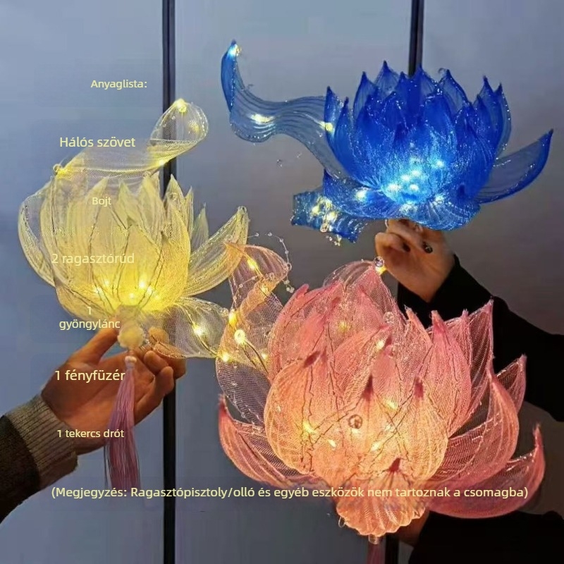 DIY függő lotus lámpa készlet – ősi stílusú, hordozható világító lámpa, kézműves Hanfu fotó kellék