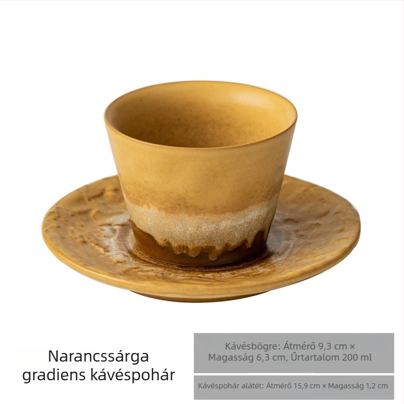 Retro stílusú kávéscsésze és alátéttel készlet, kreatív kőedény latte art pohárral, otthoni elegáns bögré.