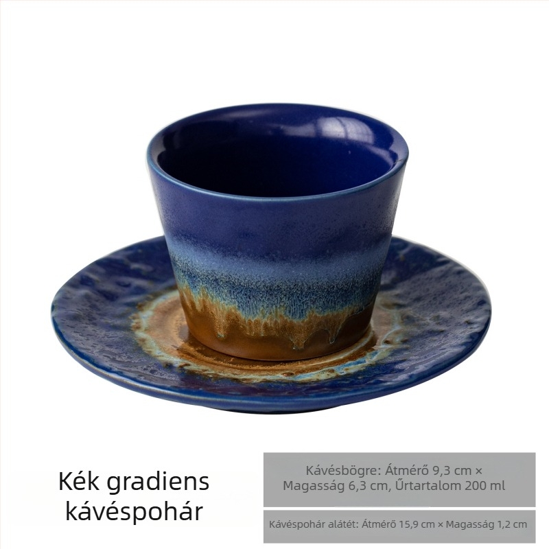 Retro stílusú kávéscsésze és alátéttel készlet, kreatív kőedény latte art pohárral, otthoni elegáns bögré.