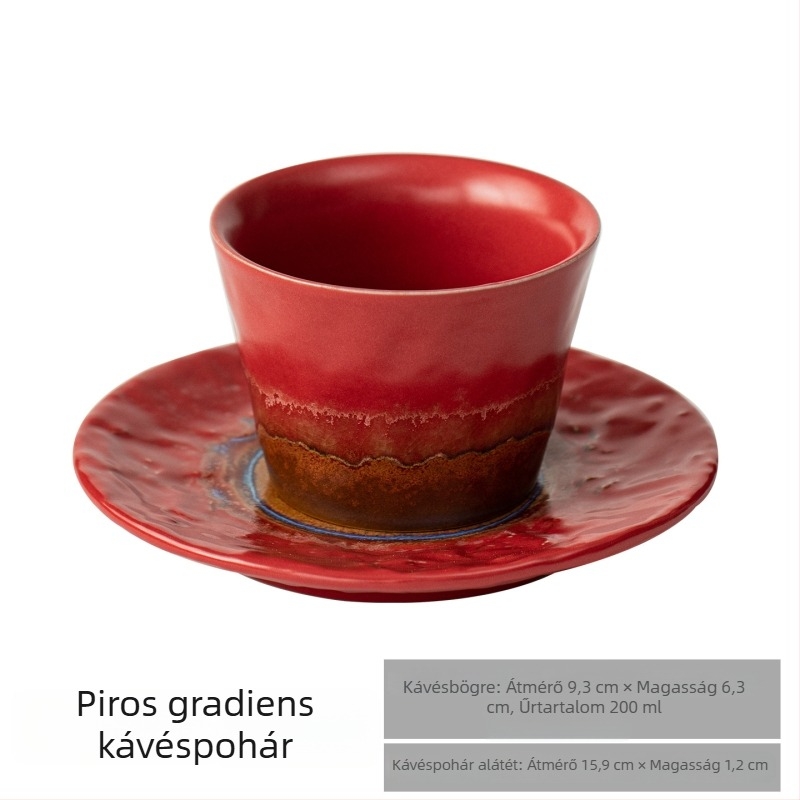 Retro stílusú kávéscsésze és alátéttel készlet, kreatív kőedény latte art pohárral, otthoni elegáns bögré.