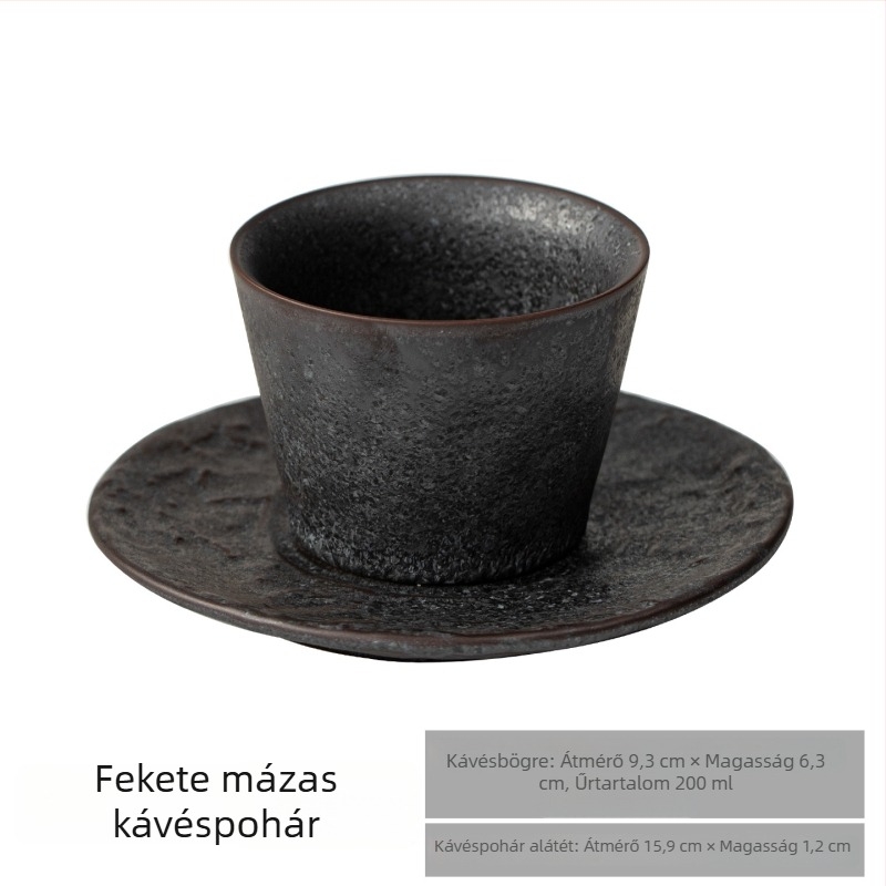 Retro stílusú kávéscsésze és alátéttel készlet, kreatív kőedény latte art pohárral, otthoni elegáns bögré.