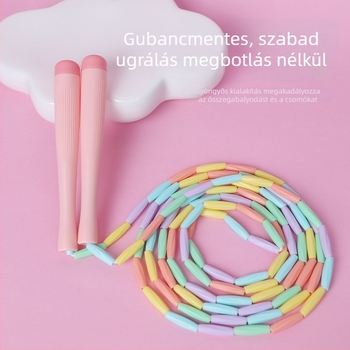 Gyerekeknek szánt bambusz gyöngyös ugrókötél, 2,8 m hosszú, óvodától az általános iskoláig