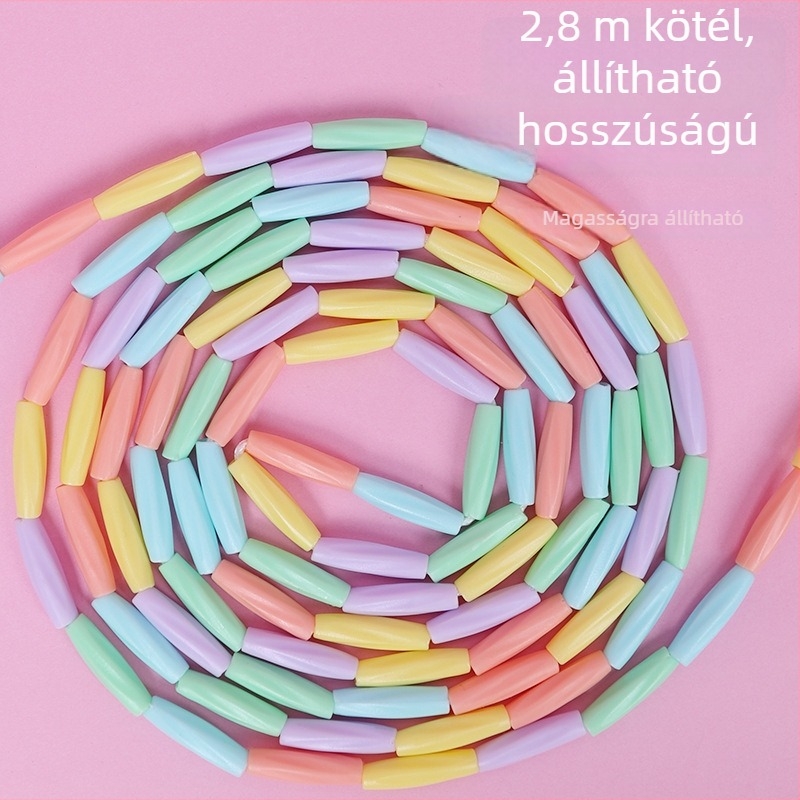 Gyerekeknek szánt bambusz gyöngyös ugrókötél, 2,8 m hosszú, óvodától az általános iskoláig