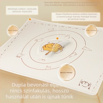 Otthoni használatra készült szilikon gyúrómat, élelmiszer-minőségű szilikonból, sütőmat, dagasztó- és nyújtófelület, vastagított nyújtó mat
