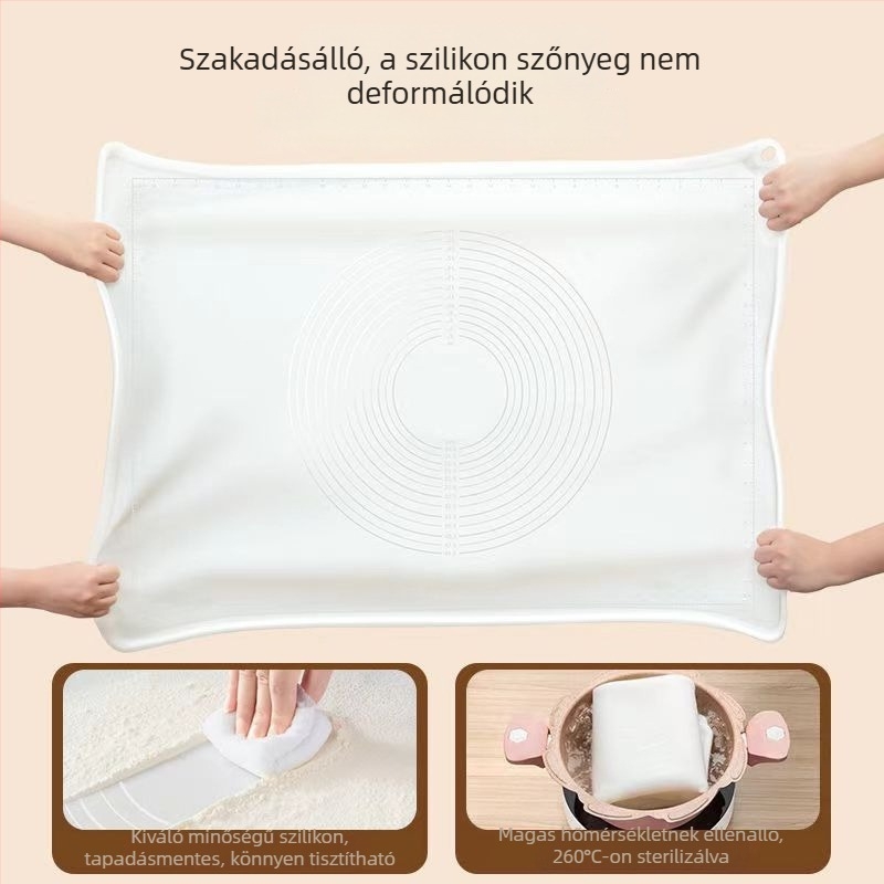 Élelmiszer-minőségű szilikon tésztagyúró matrac, háztartási használatra, vastag nyújtó felület