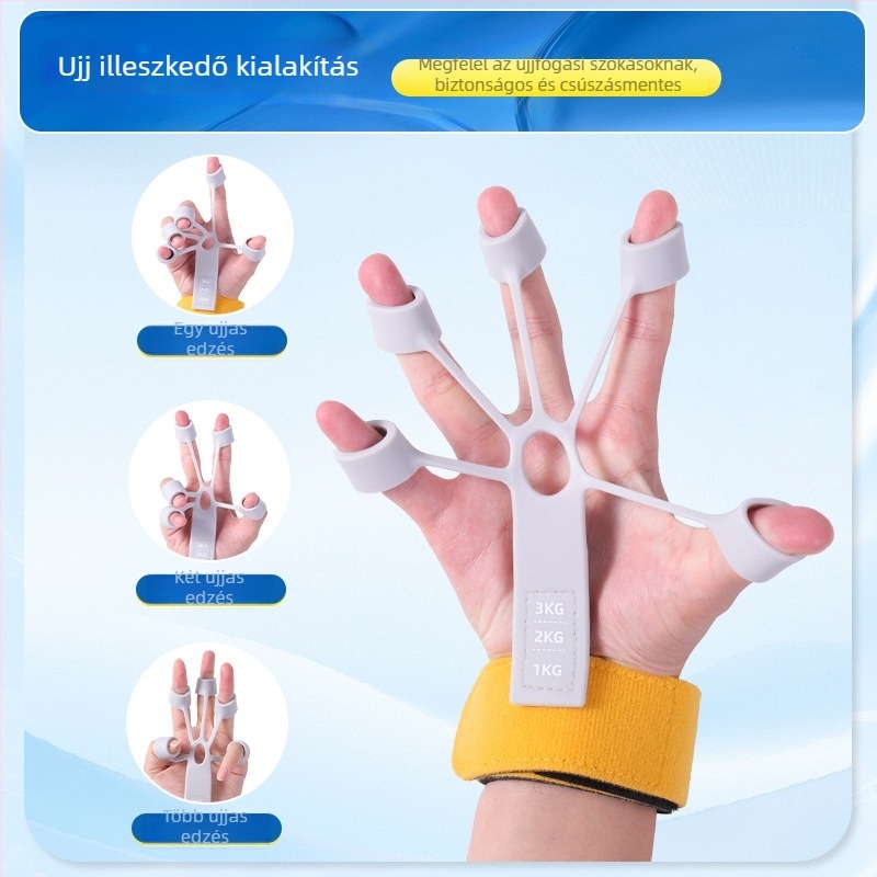 Öt ujjas nyújtó–hajlító edző csuklóval – fogás erősítésére és rehabilitációra