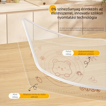 Átlátszó szilikon gyúrótábla tésztához, élelmiszer-minőségű, bababarát