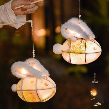 Lámpások a Lámpás Fesztiválra, Nyuszi alakú lámpás, DIY kézműves készlet, Gyerekeknek hordozható kis jade nyúl, Új modell a dekorációhoz az új évre