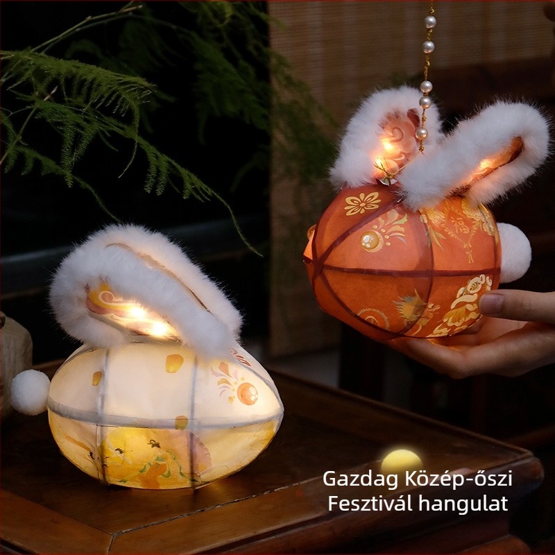 Lámpások a Lámpás Fesztiválra, Nyuszi alakú lámpás, DIY kézműves készlet, Gyerekeknek hordozható kis jade nyúl, Új modell a dekorációhoz az új évre