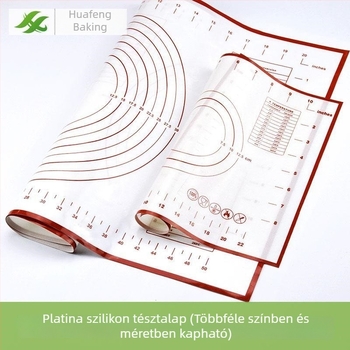 Platinaszilikon sütő- és dagasztó matrac, magas hőállóság, nagy és vastag nyújtó felület, csúszásmentes és nem tapadó.