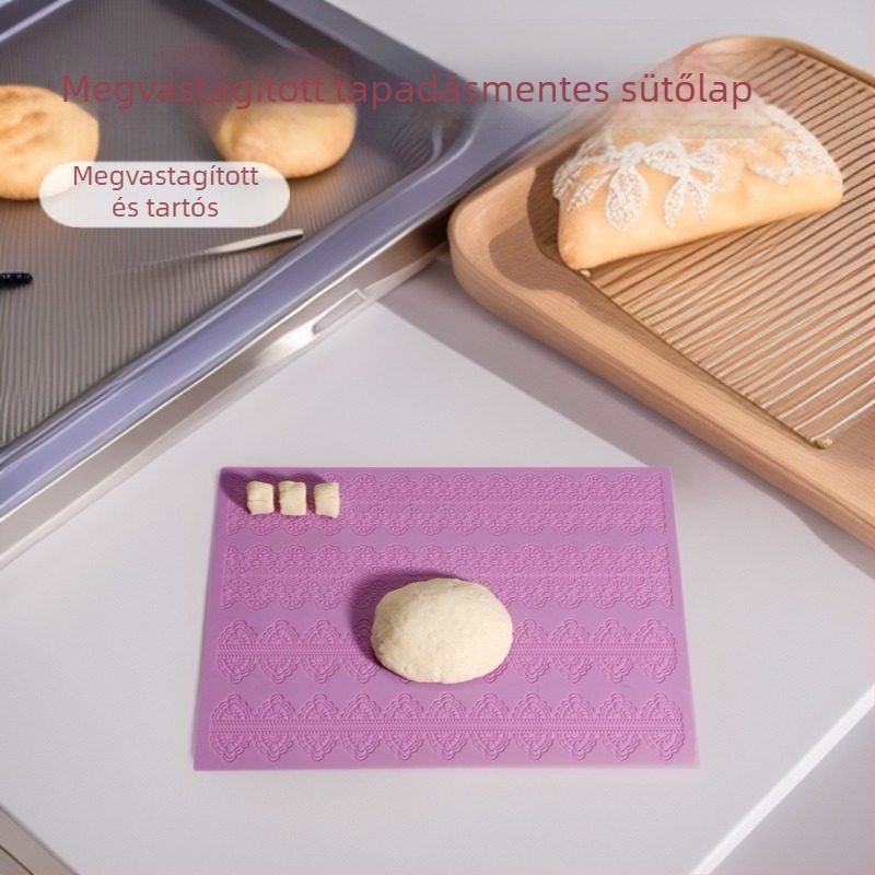 Vastag szilikon dagasztó mat, tapadásmentes felület a tészta nyújtásához és a sütéshez