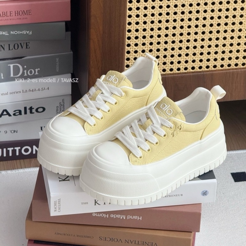 Mollykiki Női fehér vastag talpú magasságot növelő sneakers, macaron szín, 2026 tavasz, sokoldalú mindennapi lábbeli