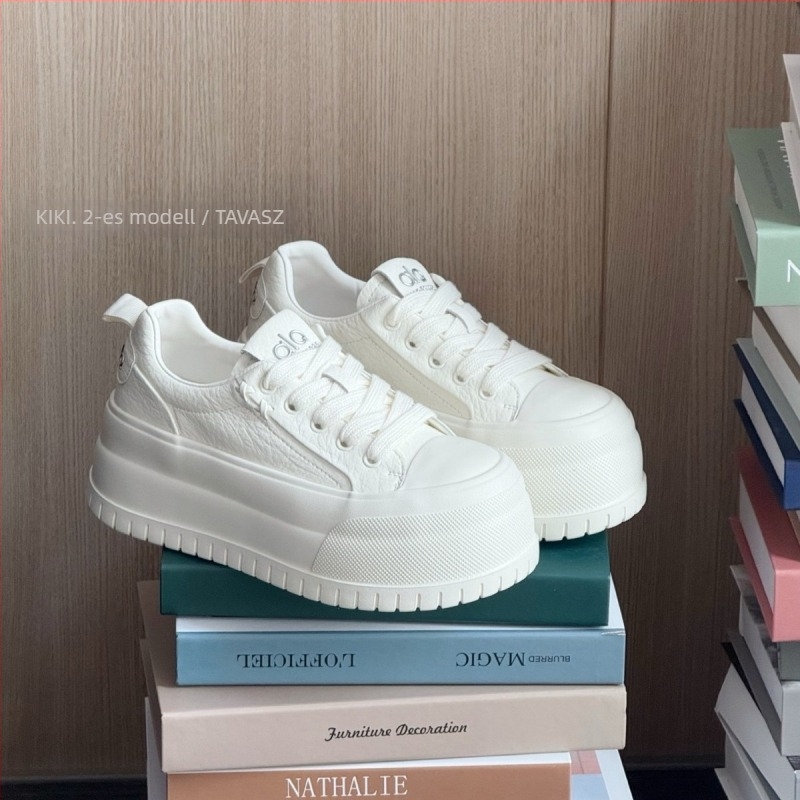 Mollykiki Női fehér vastag talpú magasságot növelő sneakers, macaron szín, 2026 tavasz, sokoldalú mindennapi lábbeli