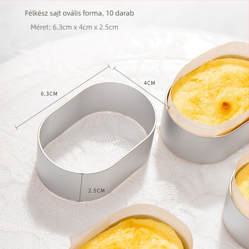 Félig sült sajttorta forma, ovális tortaforma, sajt-joghurt mousse gyűrű