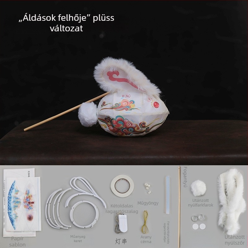 Gyerekeknek szóló DIY nyuszi lámpás készlet, papírlámpás, Mid-Autumn stílus, kínai hatás