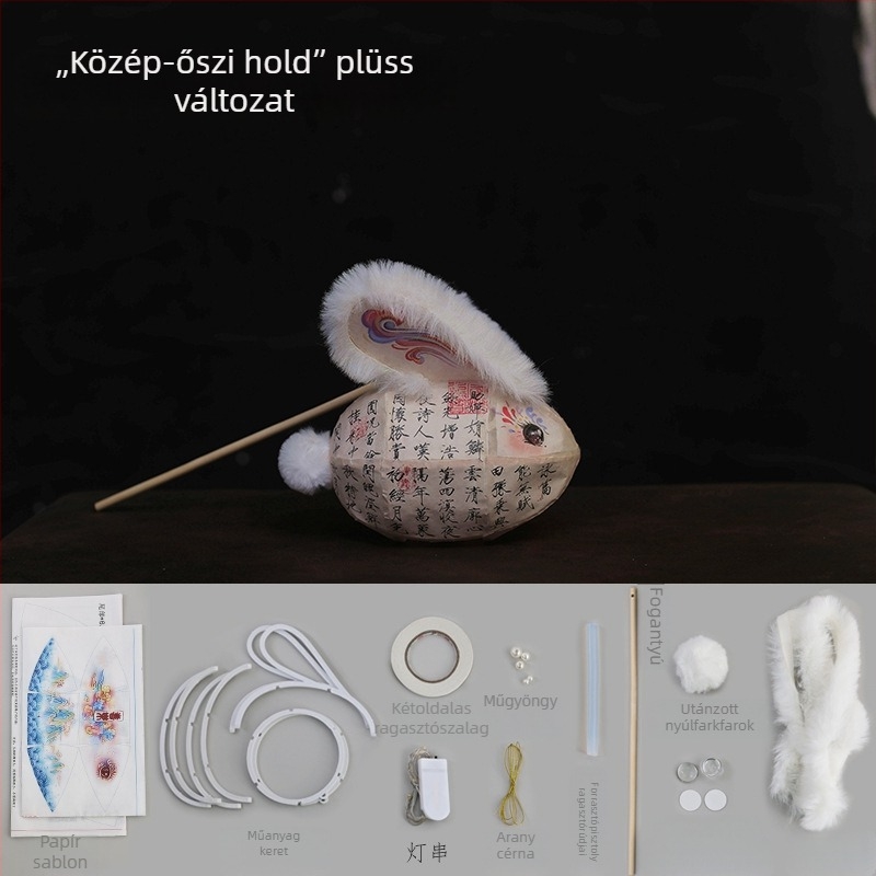 Gyerekeknek szóló DIY nyuszi lámpás készlet, papírlámpás, Mid-Autumn stílus, kínai hatás
