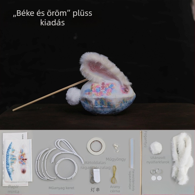 Gyerekeknek szóló DIY nyuszi lámpás készlet, papírlámpás, Mid-Autumn stílus, kínai hatás