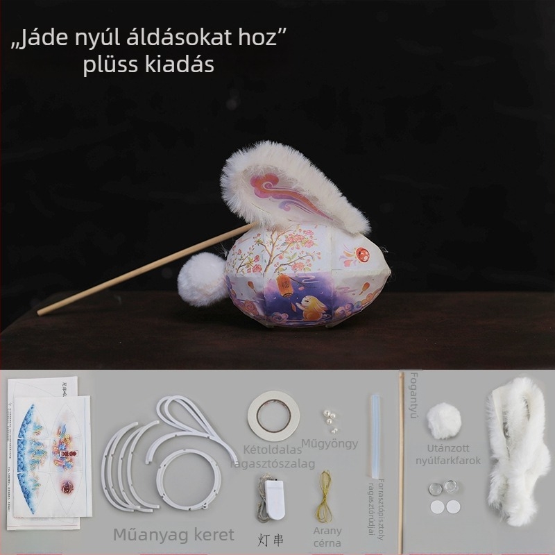 Gyerekeknek szóló DIY nyuszi lámpás készlet, papírlámpás, Mid-Autumn stílus, kínai hatás