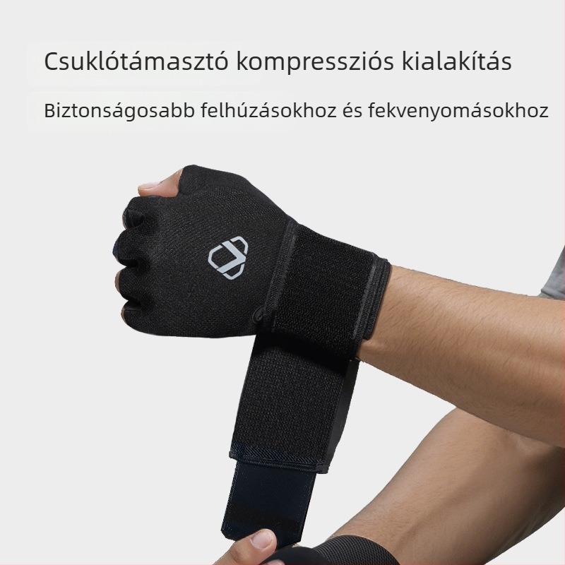 Félujjas fitnesz kesztyű tenyérvédővel, férfiak és nők számára, csúszásmentes, légáteresztő edzéshez, súlyzós edzéshez