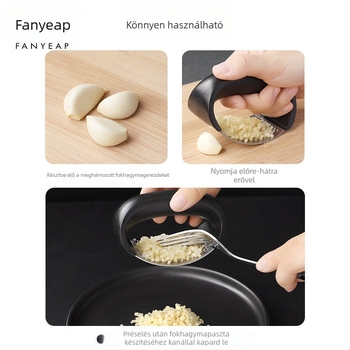 A1v rozsdamentes acél fokhagyma nyomó gyűrűs kialakítással, otthoni használatra, kis méret