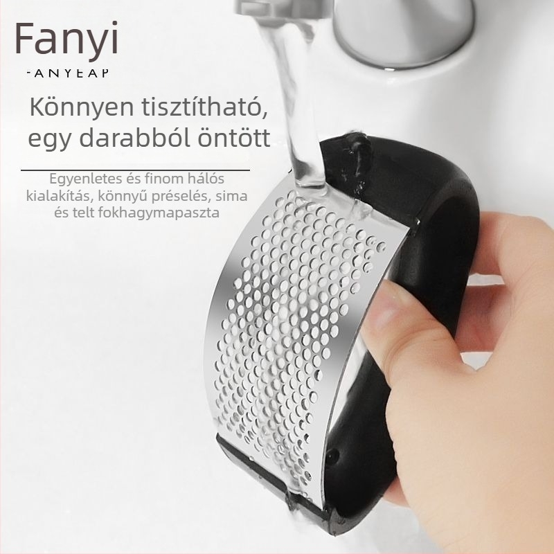 A1v rozsdamentes acél fokhagyma nyomó gyűrűs kialakítással, otthoni használatra, kis méret