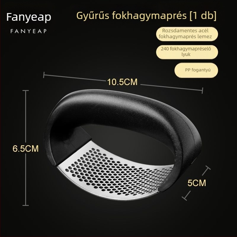 A1v rozsdamentes acél fokhagyma nyomó gyűrűs kialakítással, otthoni használatra, kis méret