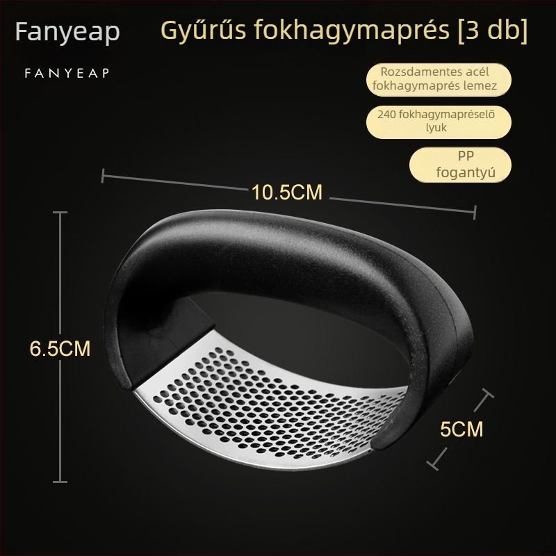 A1v rozsdamentes acél fokhagyma nyomó gyűrűs kialakítással, otthoni használatra, kis méret