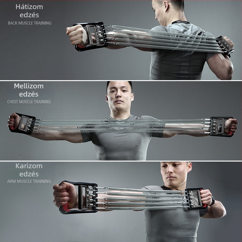 Kétfunkciós rugós húzókészülék — fitnesz eszköz kar- és mellizom edzéséhez, fogó készülék, mellkas tágító kötél, nagy rugalmasság