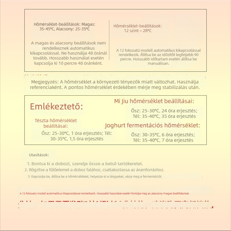 Állandó hőmérsékletű erjesztő doboz otthoni használatra, tészta kelesztő készülék, joghurt és rizsbor fermentációja