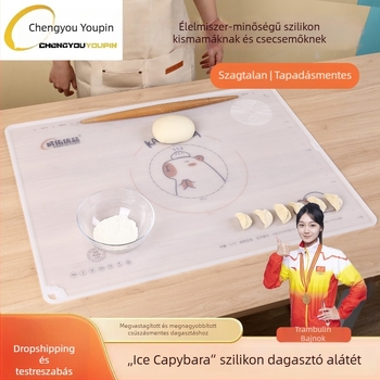 Szilikon dagasztó matrac – vastagított nyújtó felület, tapadásmentes, otthoni sütéshez