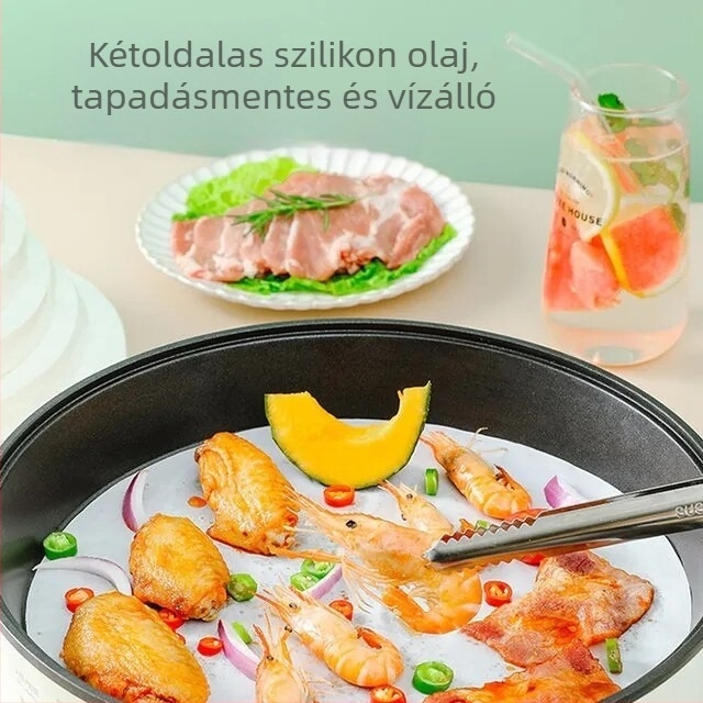 Kettős oldalú szilikonozott olajpapír air fryerhez, olajfelszívó, tapadásmentes, olajat elválasztó, vastagított, mosás nélküli, háztartási grillpapír.