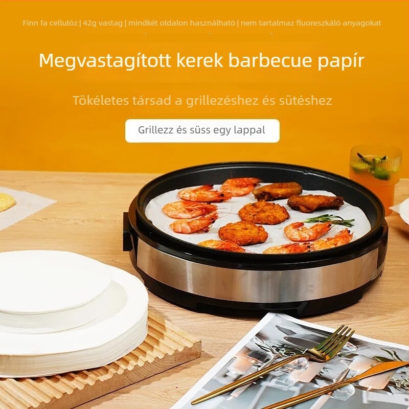 Kettős oldalú szilikonozott olajpapír air fryerhez, olajfelszívó, tapadásmentes, olajat elválasztó, vastagított, mosás nélküli, háztartási grillpapír.
