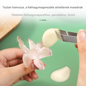 Rozsdamentes acél fokhagyma-hámozó és törő, multifunkcionális konyhai eszköz