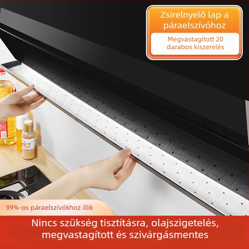 Zsírtaszító papír készlet páraelszívóhoz, zsírt felszívó pamut, speciálisan olajálló pamut, olajálló alátét, fejlett fóliás kivitel, 20 db