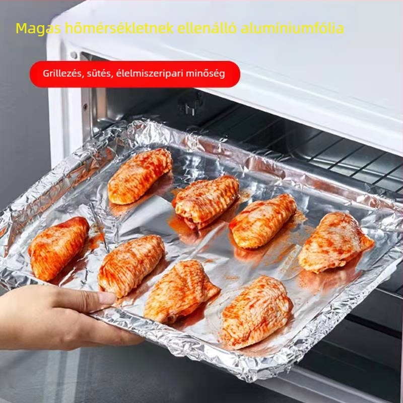 Sütőhöz és légsütőhöz való alumíniumfólia, olajálló, magas hőmérsékleten ellenálló, gazdaságos csomag, élelmiszer-minőségű