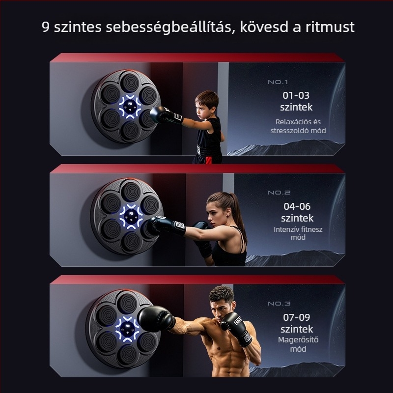 Új intelligens zenés gyémánt alakú boksz cél, Bluetooth zenés bokszgép otthoni edzéshez – gyermekek boksz edzőfelszerelése