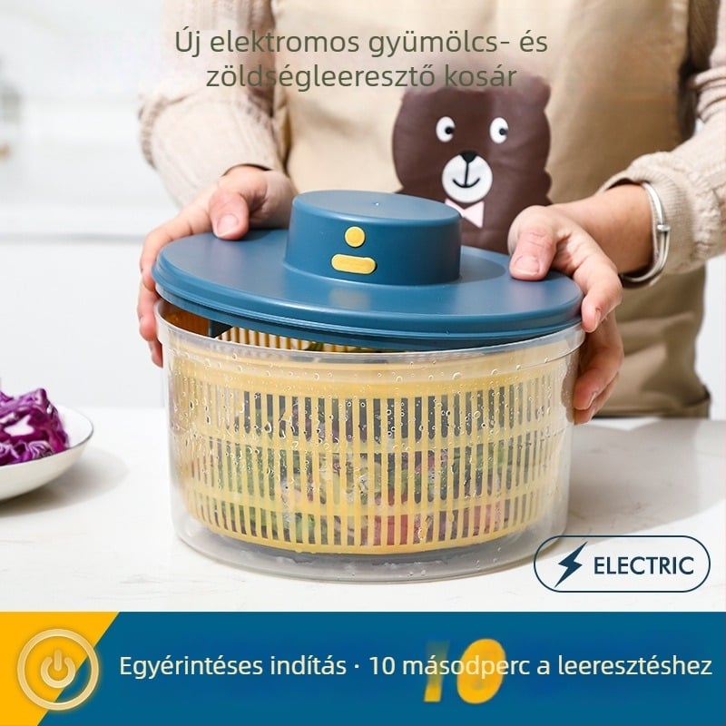 Elektromos zöldségdehidratáló és saláta centrifuga, víz kinyomására szolgáló kosár, magas hőmérséklet-álló