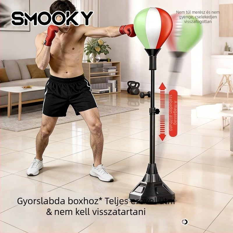 Boksz edzés felszerelése: otthoni használatra szánt sebességlabda, függőleges boxzsák, visszapattanó reakciólabda