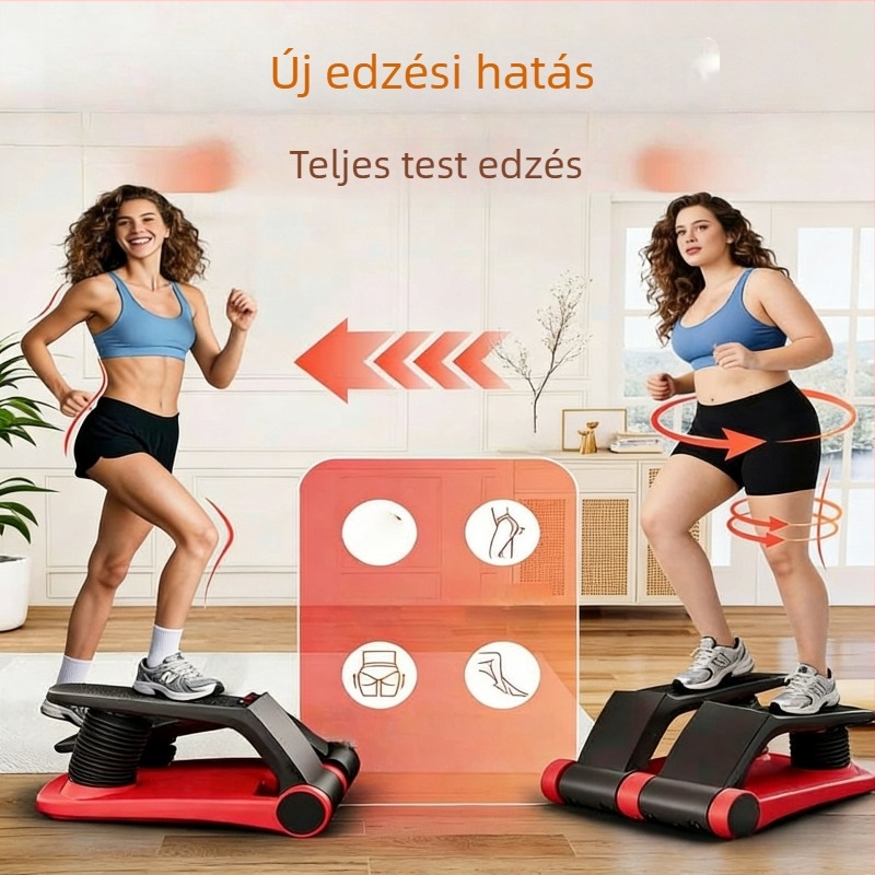 Légterű léptető készülék műanyag pedálokkal és deréktáji ellenállás-edzővel otthoni edzéshez