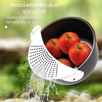 Rozsdamentes acélból készült vízszűrő gyümölcsök és zöldségek számára, konyhai leszívó és üledék-elválasztó