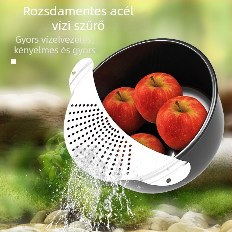 Rozsdamentes acélból készült vízszűrő gyümölcsök és zöldségek számára, konyhai leszívó és üledék-elválasztó