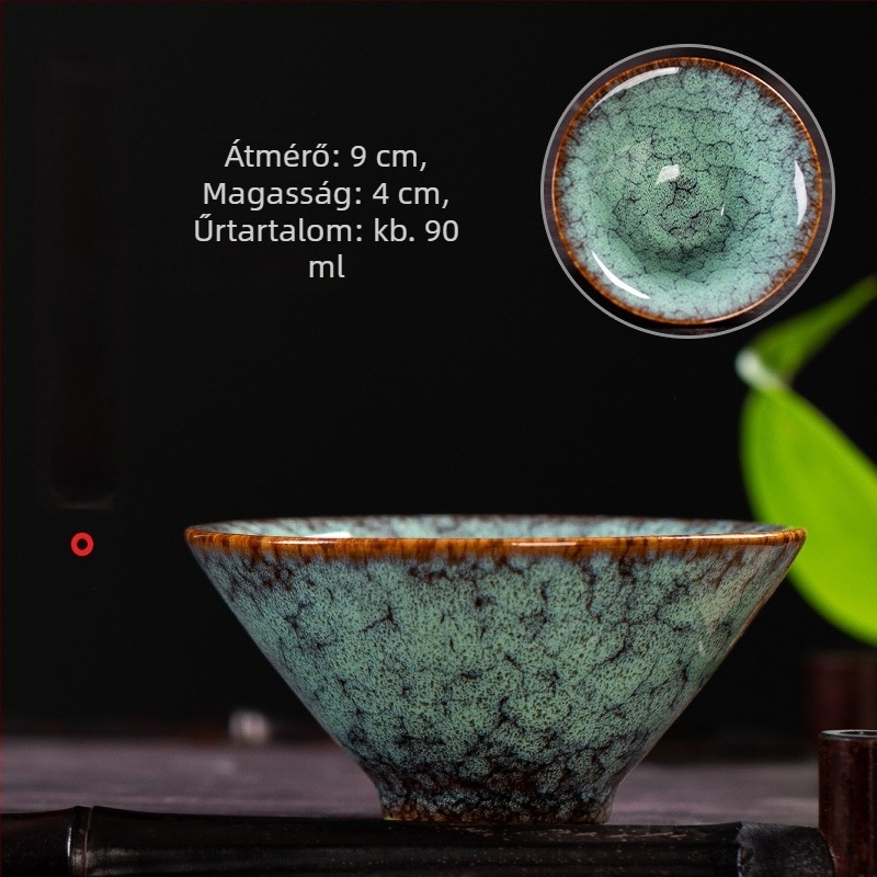 Japán stílusú porcelán teáskészlet ajándékdobozzal – tartalmaz teáscsészéket, kóstolócsészét és teás tálakat