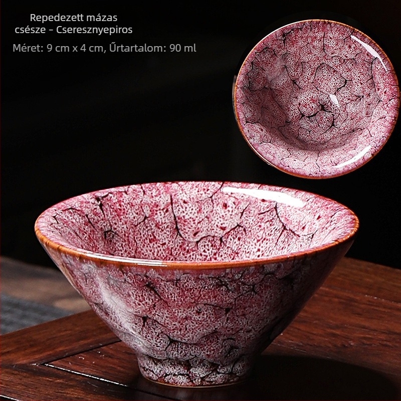 Japán stílusú porcelán teáskészlet ajándékdobozzal – tartalmaz teáscsészéket, kóstolócsészét és teás tálakat