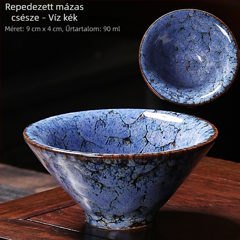 Japán stílusú porcelán teáskészlet ajándékdobozzal – tartalmaz teáscsészéket, kóstolócsészét és teás tálakat