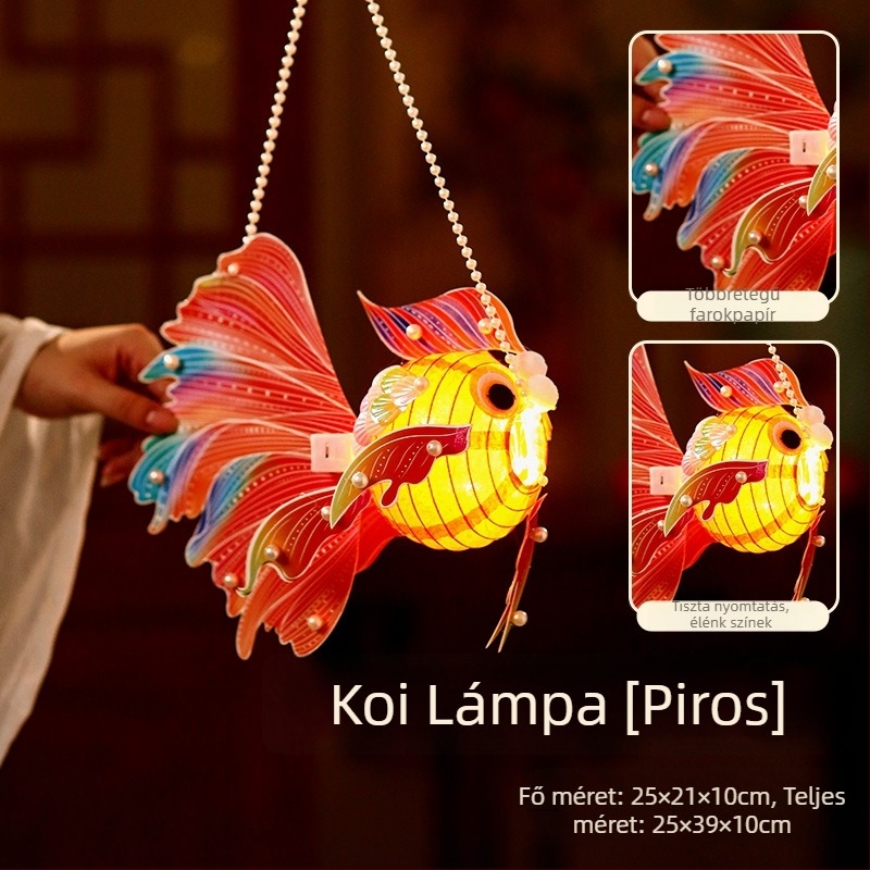 Mid-Autumn Festival gyermekeknek, hordozható világító hal formájú lámpás, kézzel készített DIY anyagokkal, ősi stílusú aranyhal
