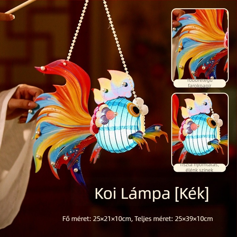 Mid-Autumn Festival gyermekeknek, hordozható világító hal formájú lámpás, kézzel készített DIY anyagokkal, ősi stílusú aranyhal
