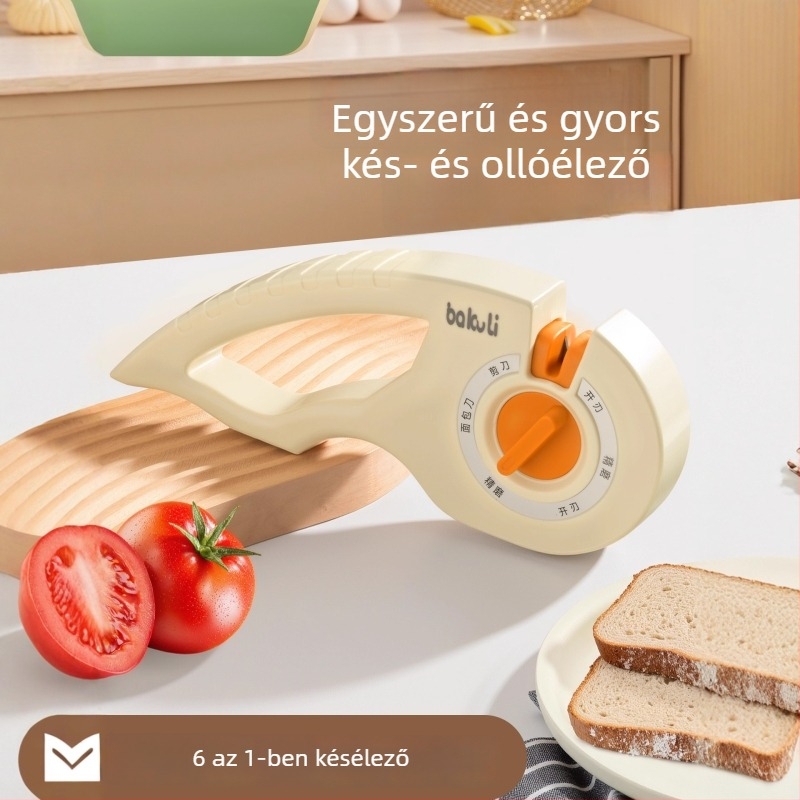 Otthoni késélező eszköz - gyors élező konyhai késekhez és ollókhoz, többfunkciós élező kő