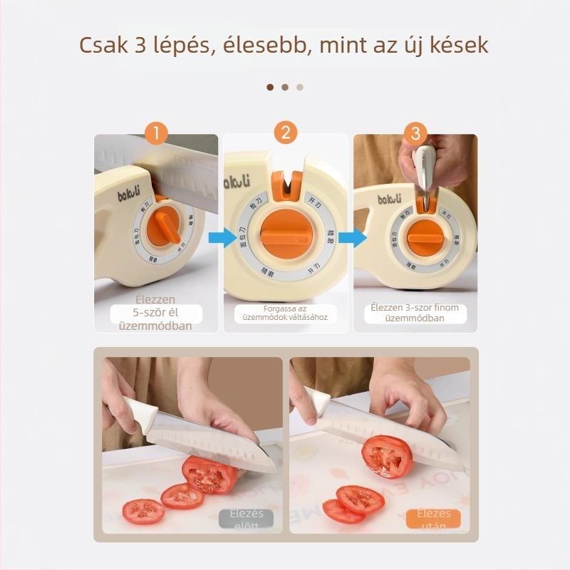 Otthoni késélező eszköz - gyors élező konyhai késekhez és ollókhoz, többfunkciós élező kő