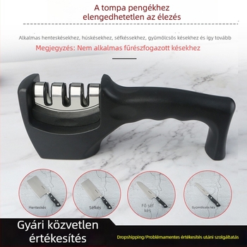 Háromlépcsős hordozható konyhai késélező wolfrámacél és kerámiakövekkel