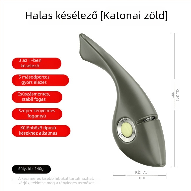 Crazy Shark Késélező háztartási konyhához – gyors élezőeszköz, CFMD804 Kis Hal Polírozó
